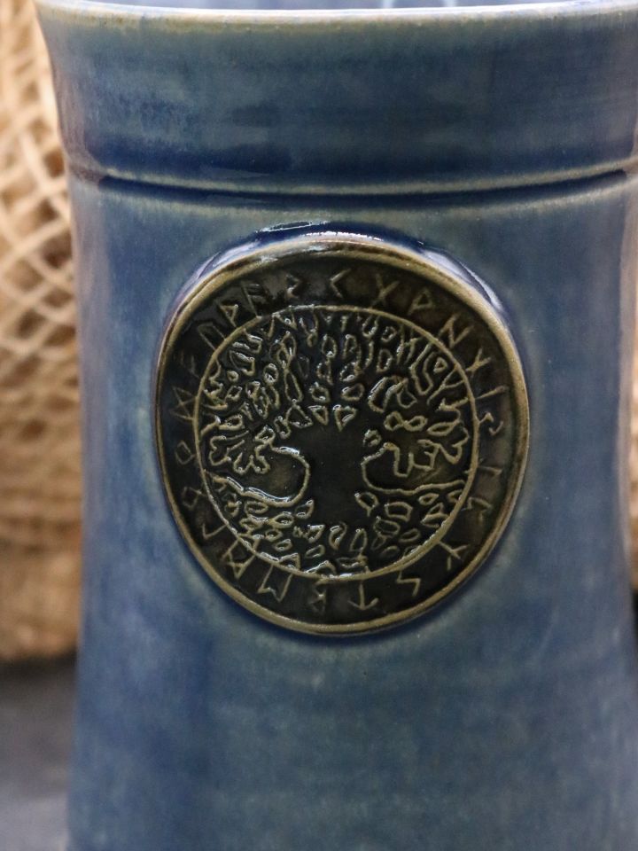 Tasse en céramique avec motif Arbre de Vie, gris-bleu 2