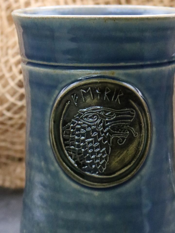 Tasse en céramique avec motif Fenrir, gris-bleu 2