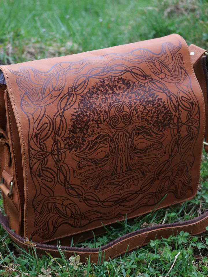 Grand sac bandoulière en cuir, inspiration celtique 2