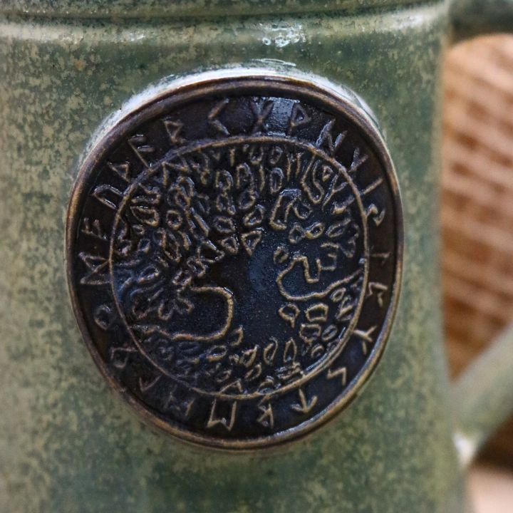 Chope à bière en céramique "Arbre de vie" en vert 2