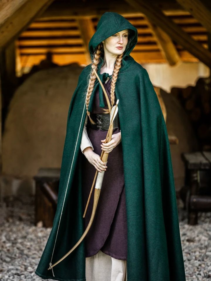 Cape en laine en vert 2