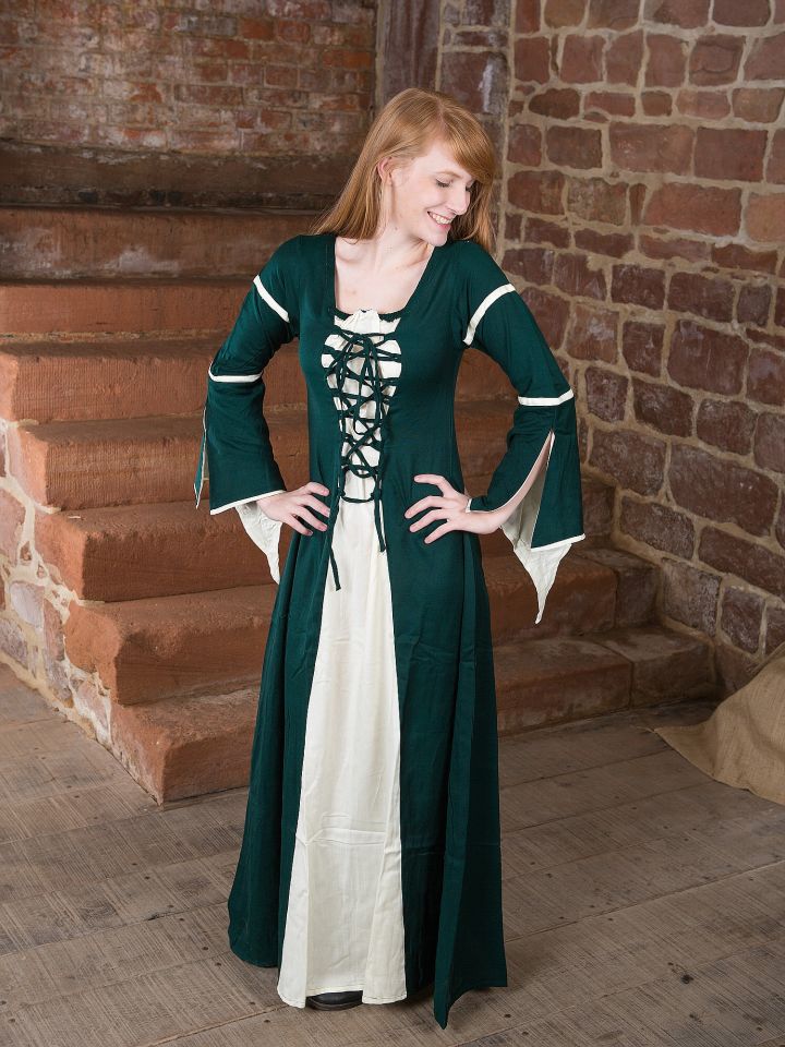 Robe à manches trompettes vert naturel 2