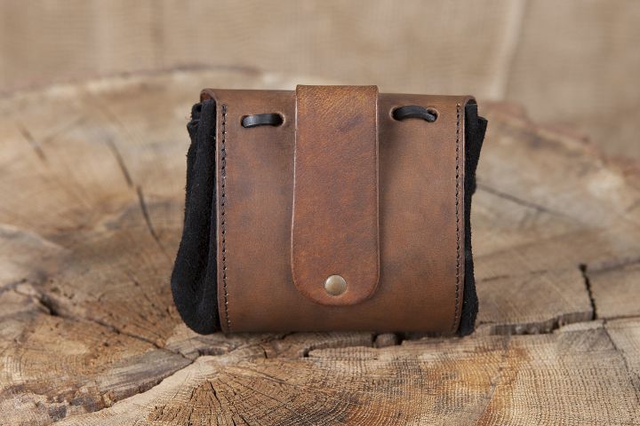Petit sac de ceinture en cuir, motif arbre de vie en marron 2