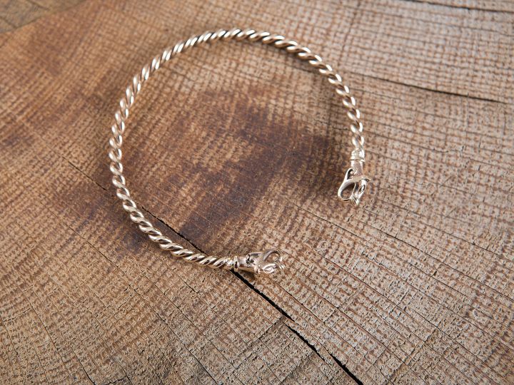 Bracelet Viking à Tête de loup 4mm argent 2