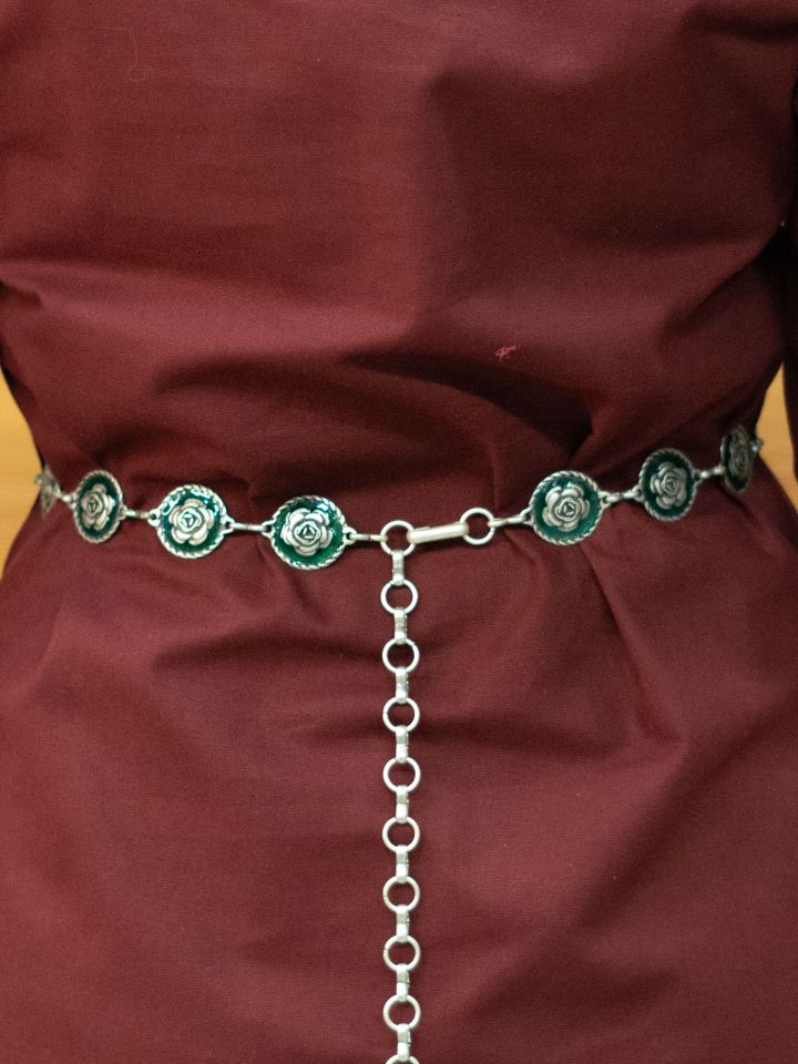 Ceinture chaîne avec motif de roses vieil argent 2