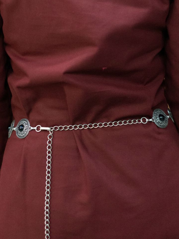Ceinture chaîne avec pierres noires vieil argent 2