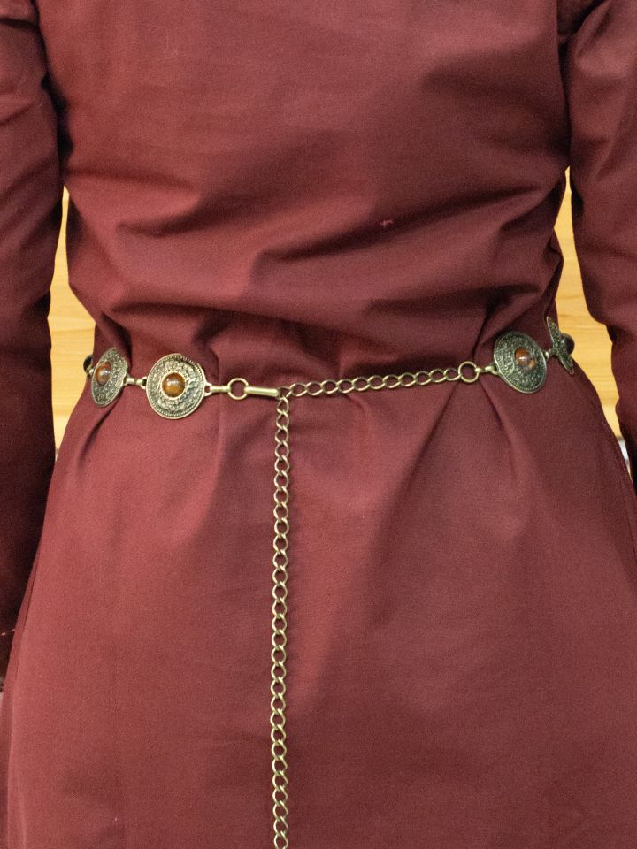 Ceinture en chaîne avec ornements et pierre brune laiton ancien 2