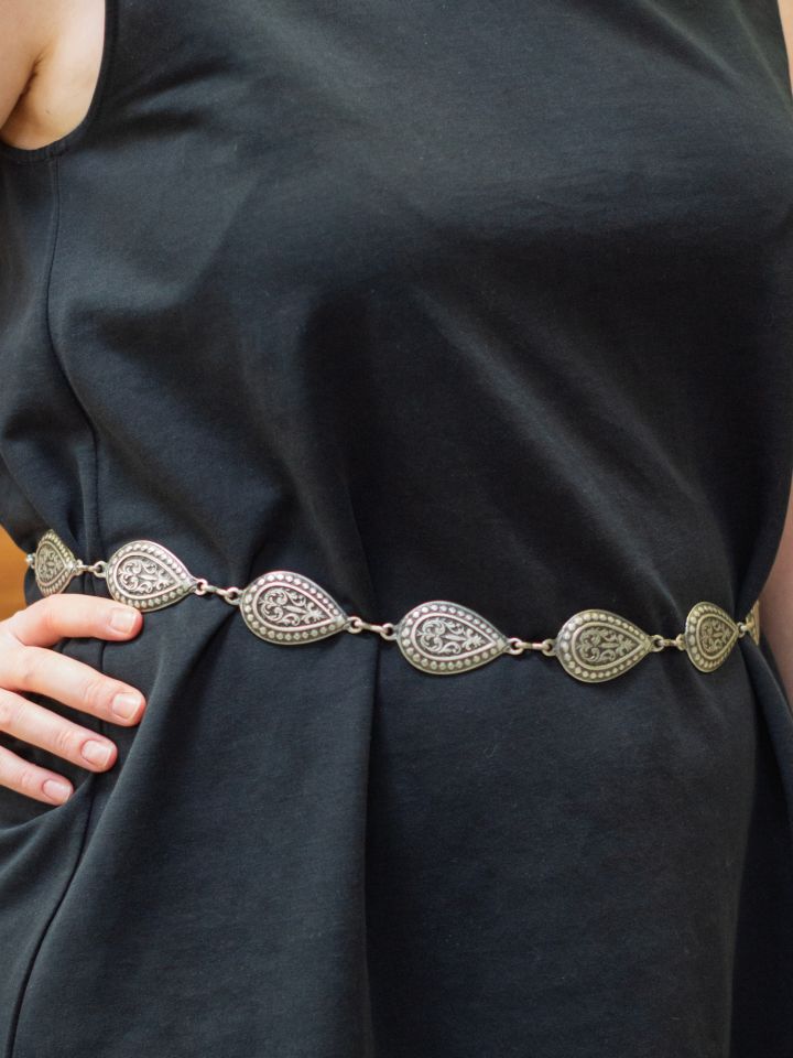 Ceinture en chaîne avec motif de gouttes vieil argent 2