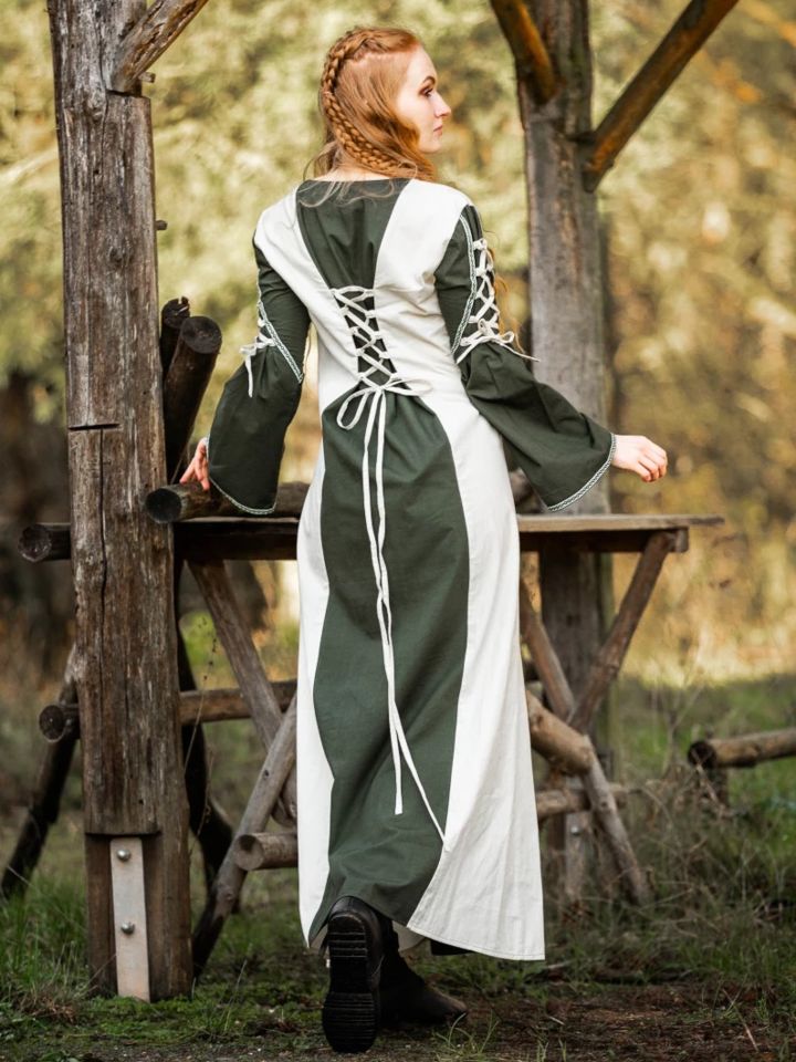 Robe médiévale Amalia écrue/verte 2