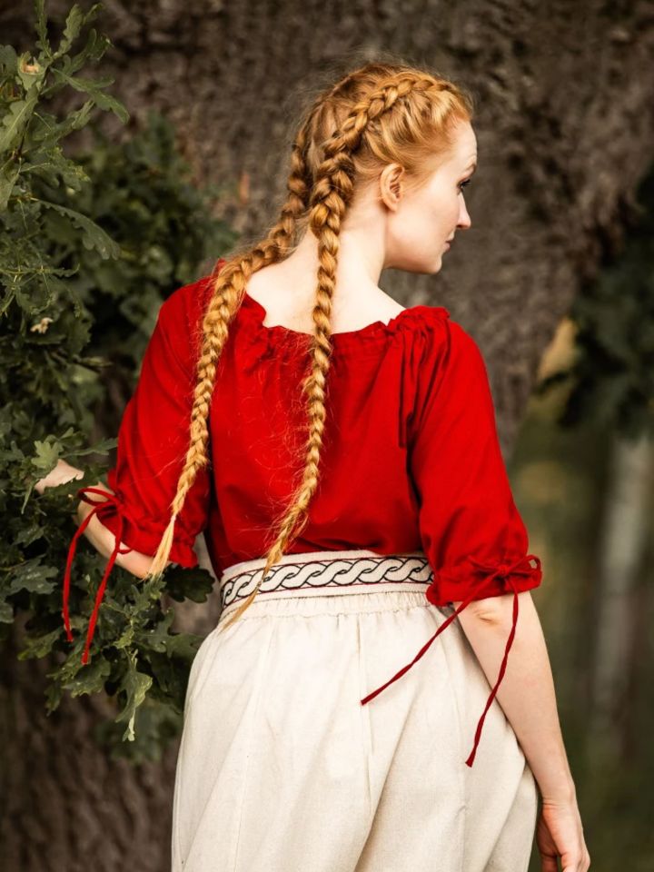 Blouse d'été en coton rouge XL 2