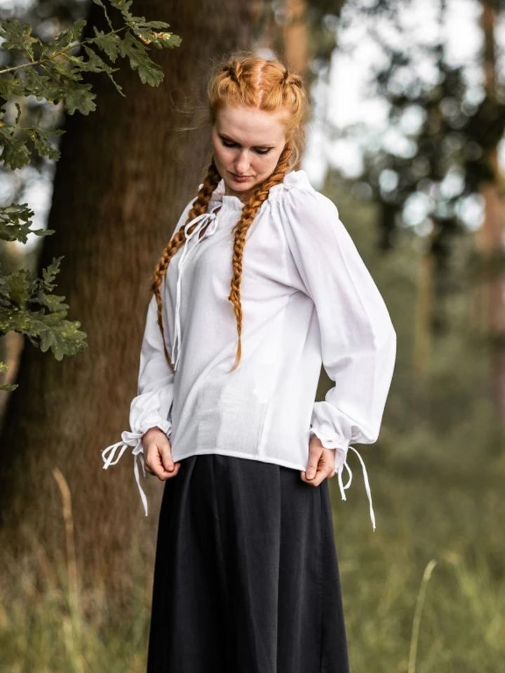 Blouse avec cordon de laçage, en blanc M 2