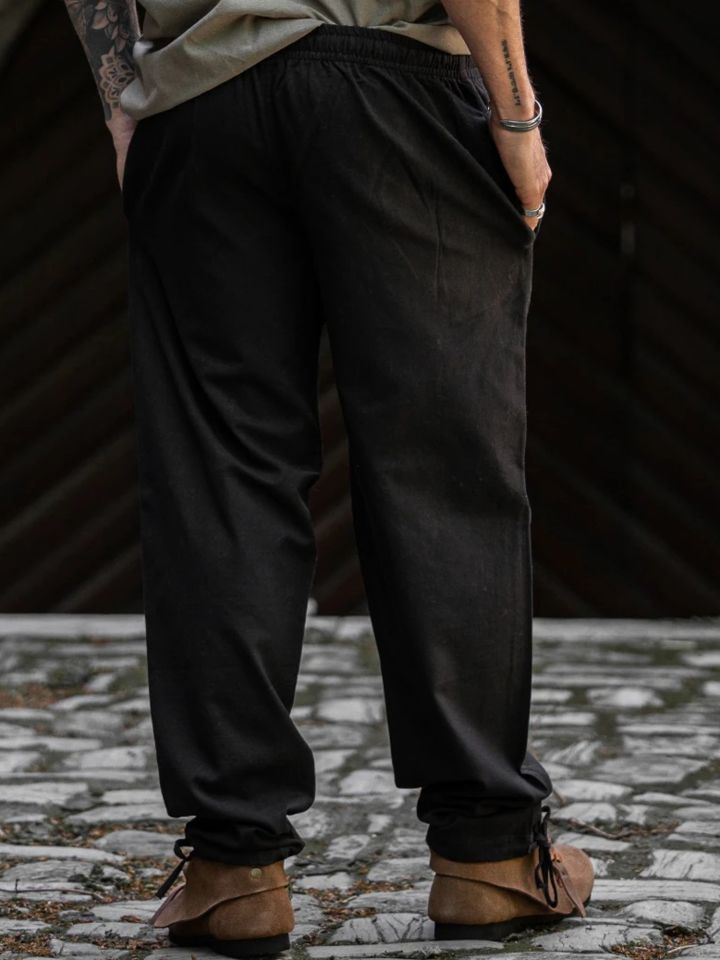 Pantalon médiéval avec cordon de serrage noir 2