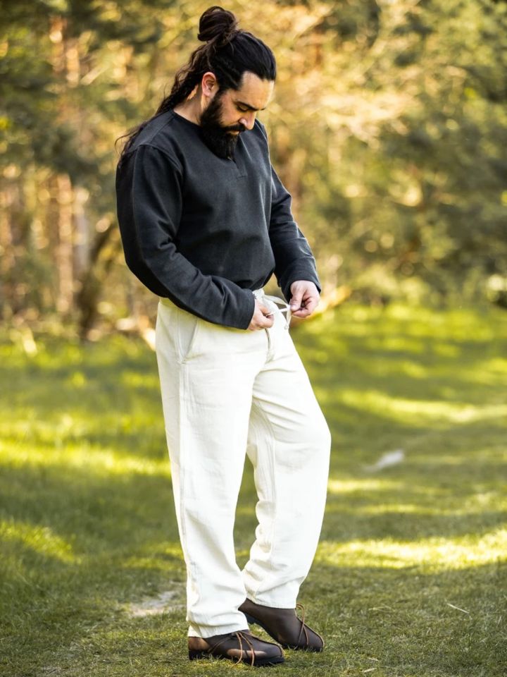 Pantalon à laçage en coton, blanc S 2