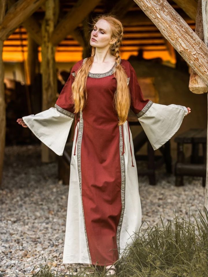 Robe médiévale bicolore à galons L 2