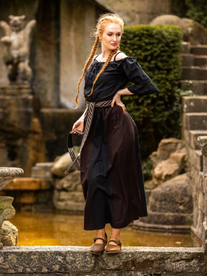 Jupe médiévale bicolore noire et marron 2