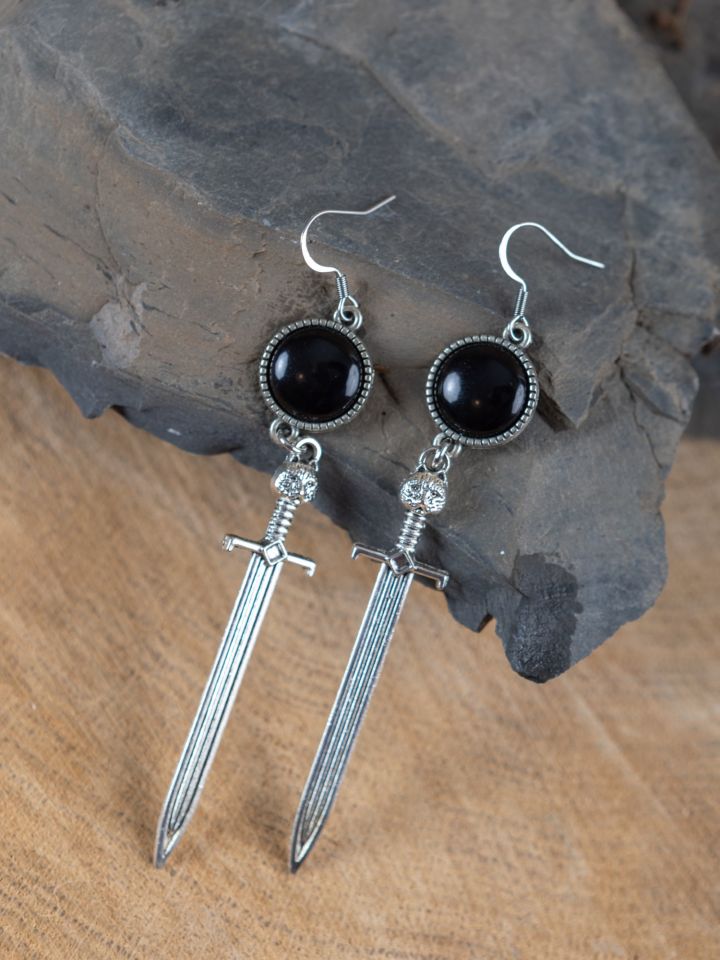 Boucles d'oreilles épée, noires 2