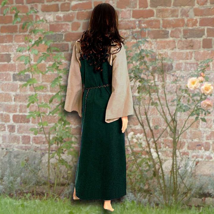 Ensemble robe médiévale verte et blouse Othilie 2