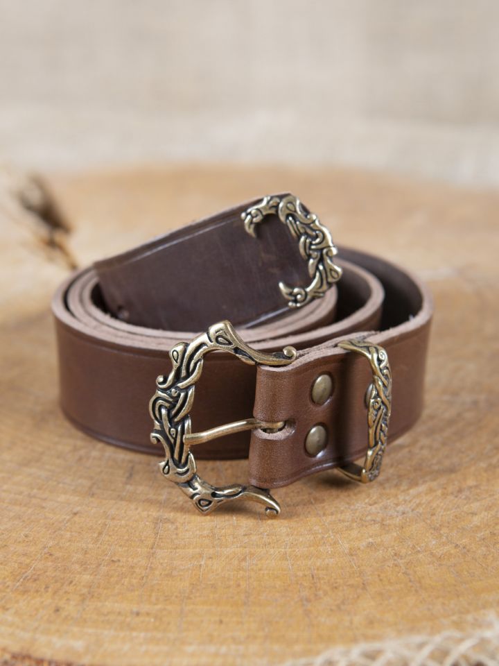 Ceinture viking en cuir marron 2