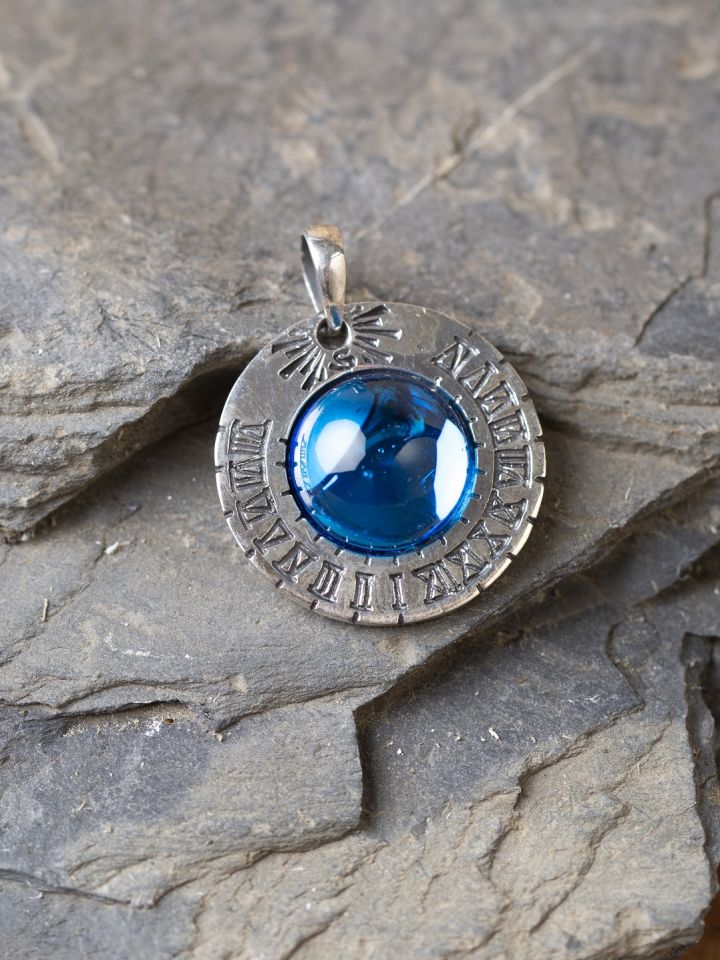 Pendentif cadran solaire Saturne, bleu 2