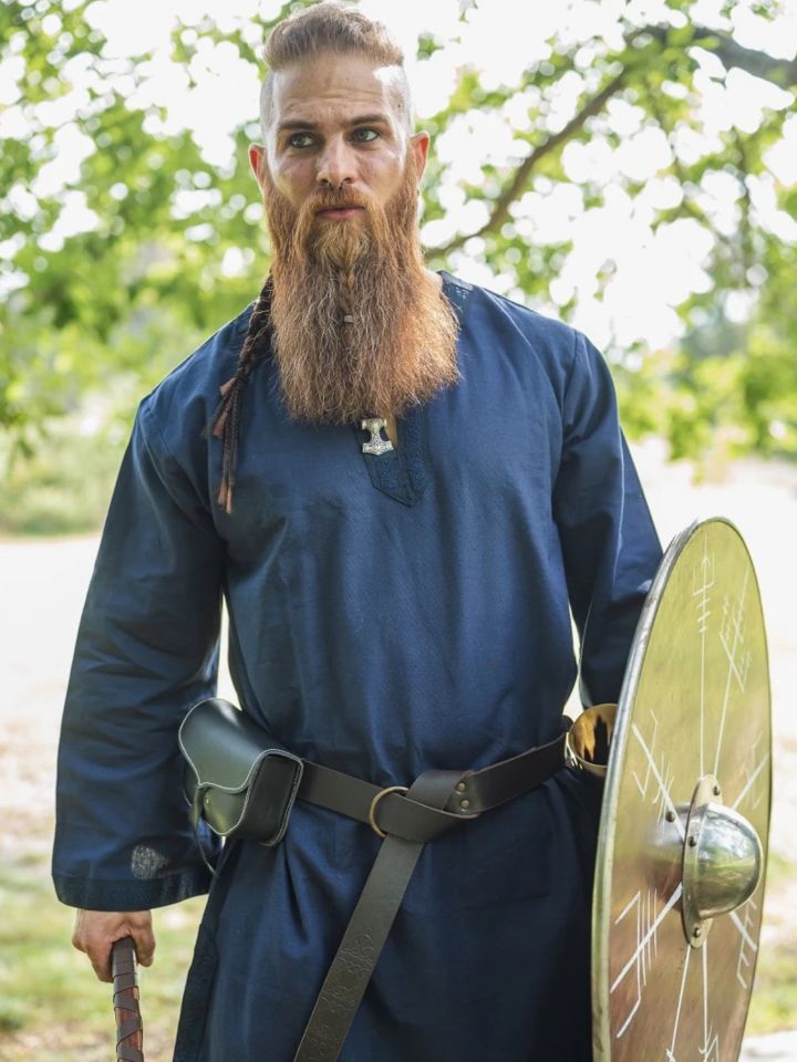 Tunique médiévale à galon en bleu S 2