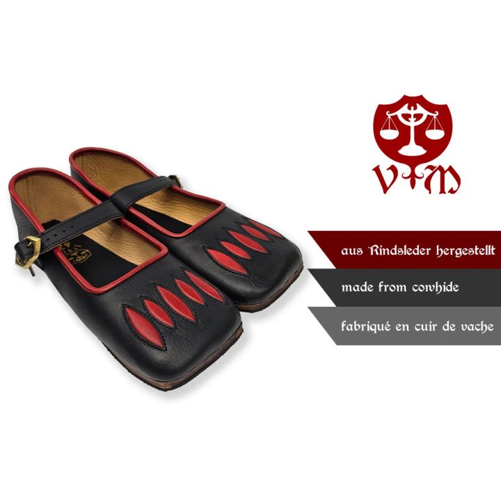 Chaussures à gueule de vache Caspar noir-rouge 2