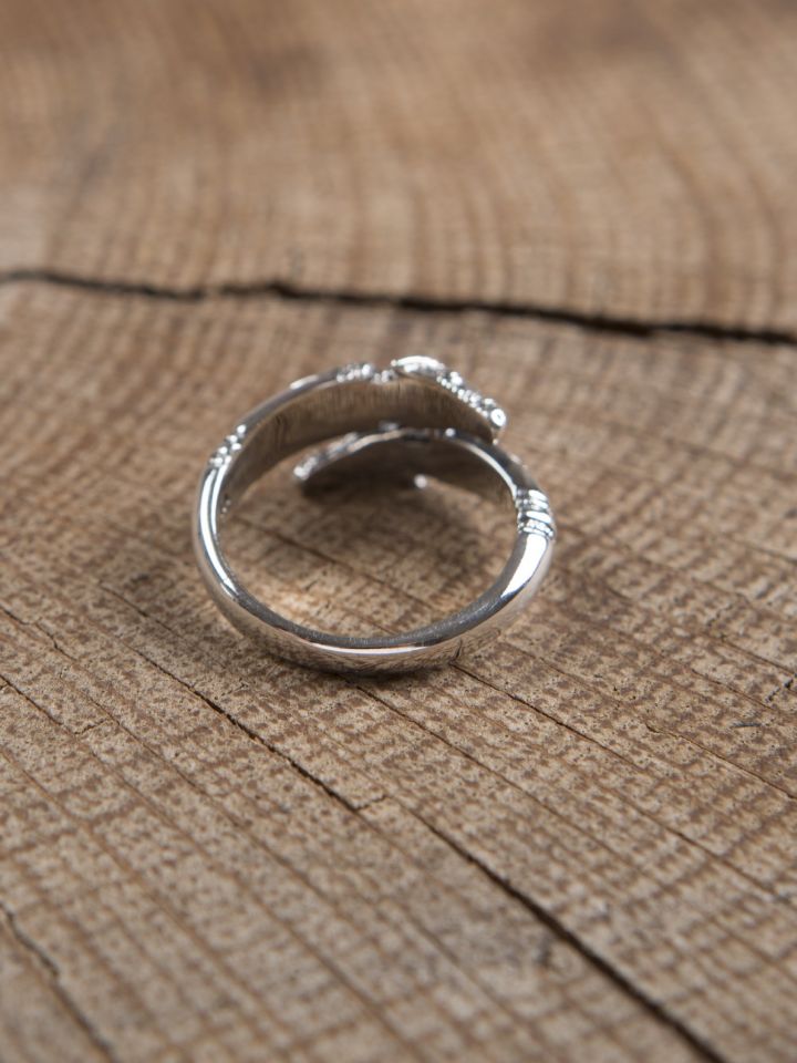 Bague viking têtes de dragon en argent 2