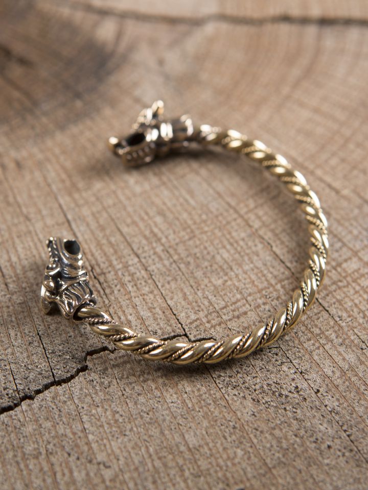 Bracelet en bronze viking à tête de dragon 2