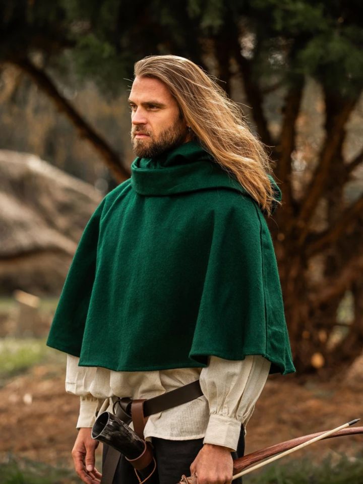 Capuchon en laine feutrée en vert 2