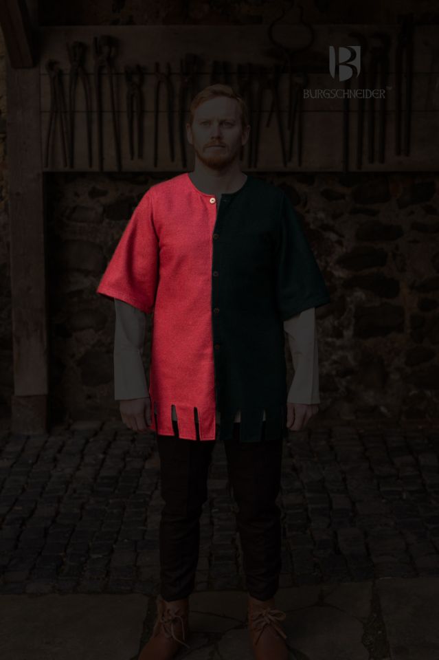 Demi Surcot Aleran - Côté droit en laine rouge L 3