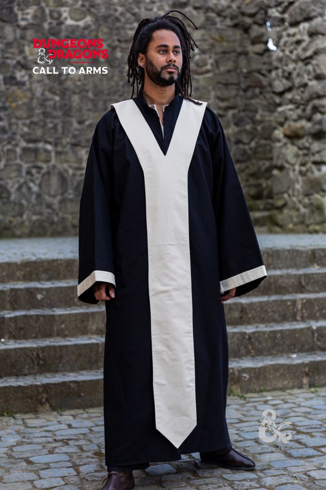 Robe de mage Donjons et Dragons, en noir et écru 3