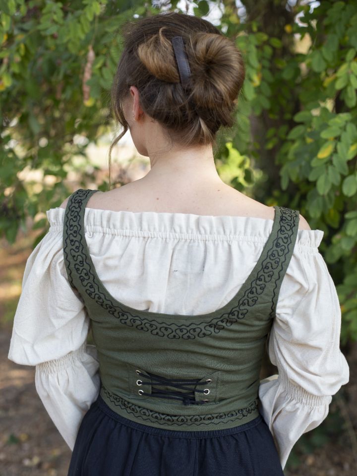 Bustier en coton avec broderies en vert 3