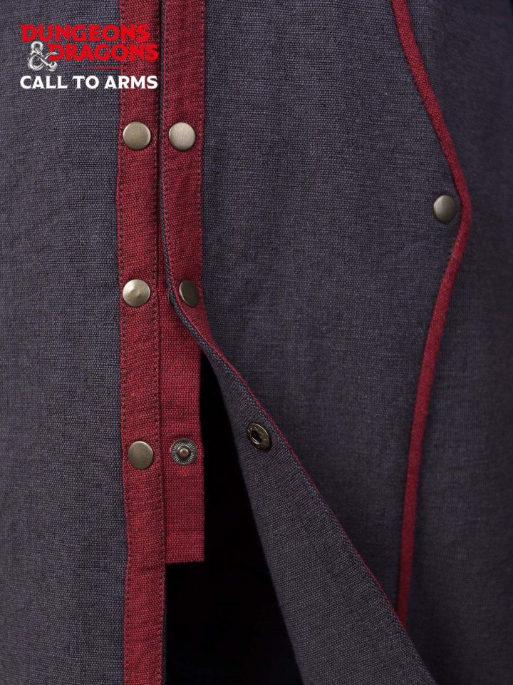 Manteau de maître sorcier gris et rouge 3