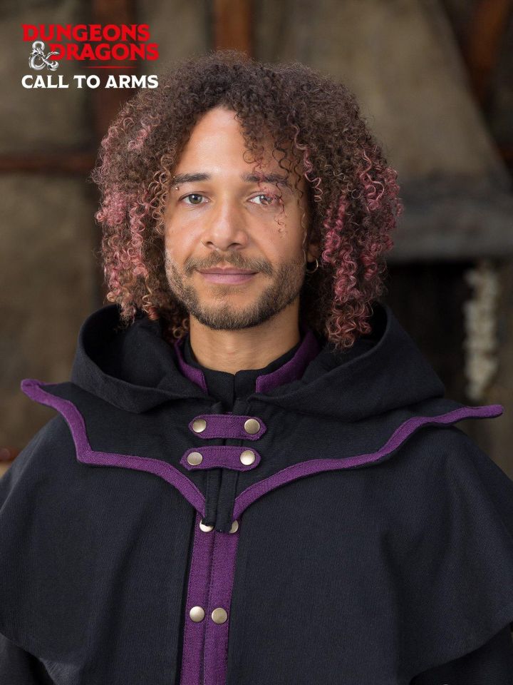 Capuche de démoniste avec col noire et lilas 3