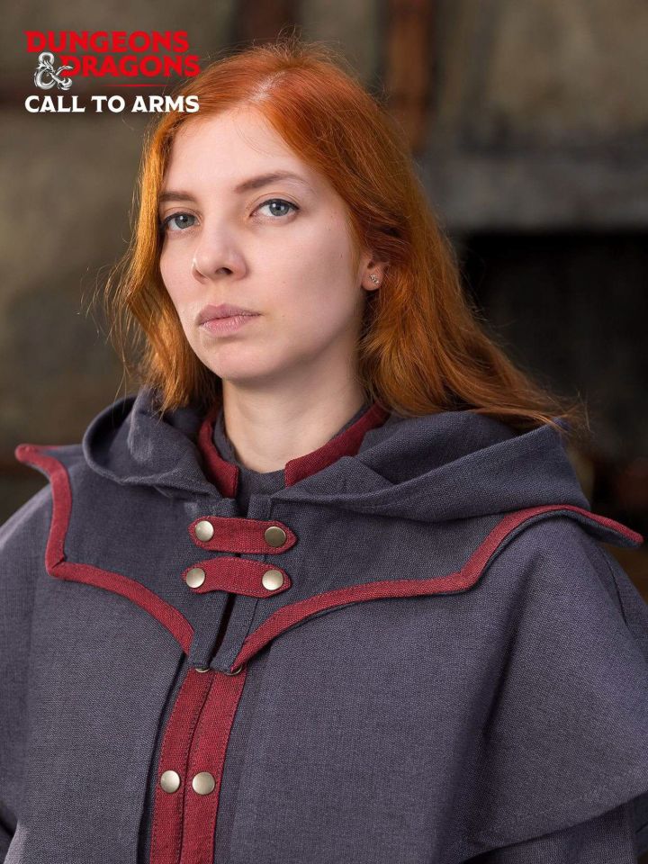 Capuche de démoniste avec col gris-rouge 3