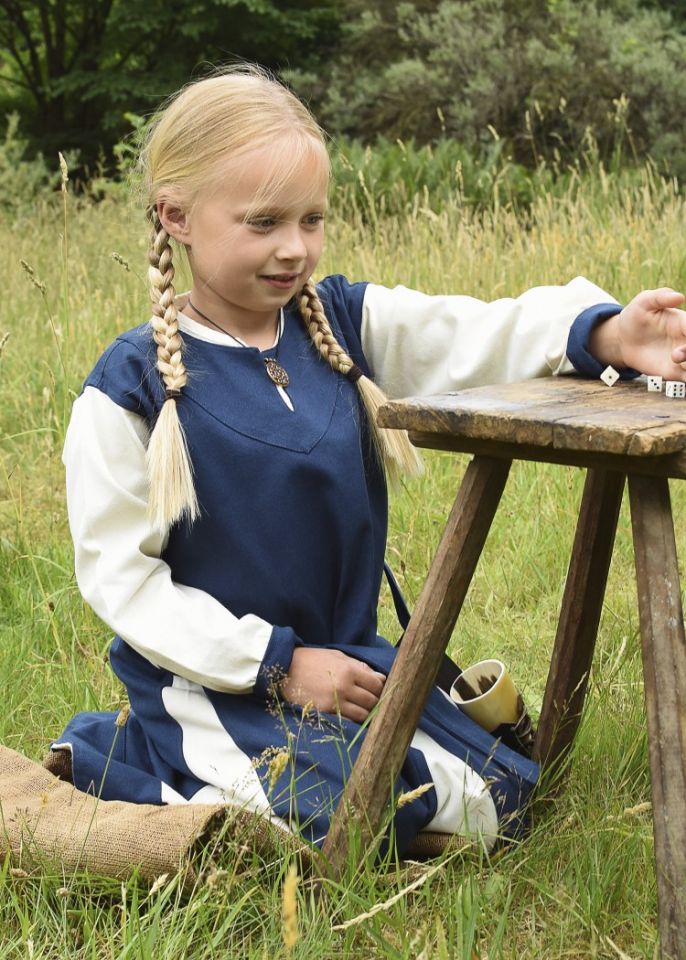 Robe Viking pour enfant, bleue/écrue 164 3