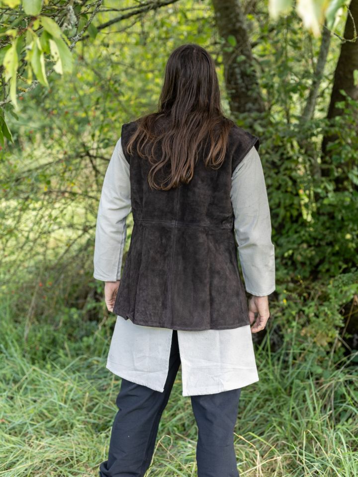 Gilet en cuir chamoisé, marron 3