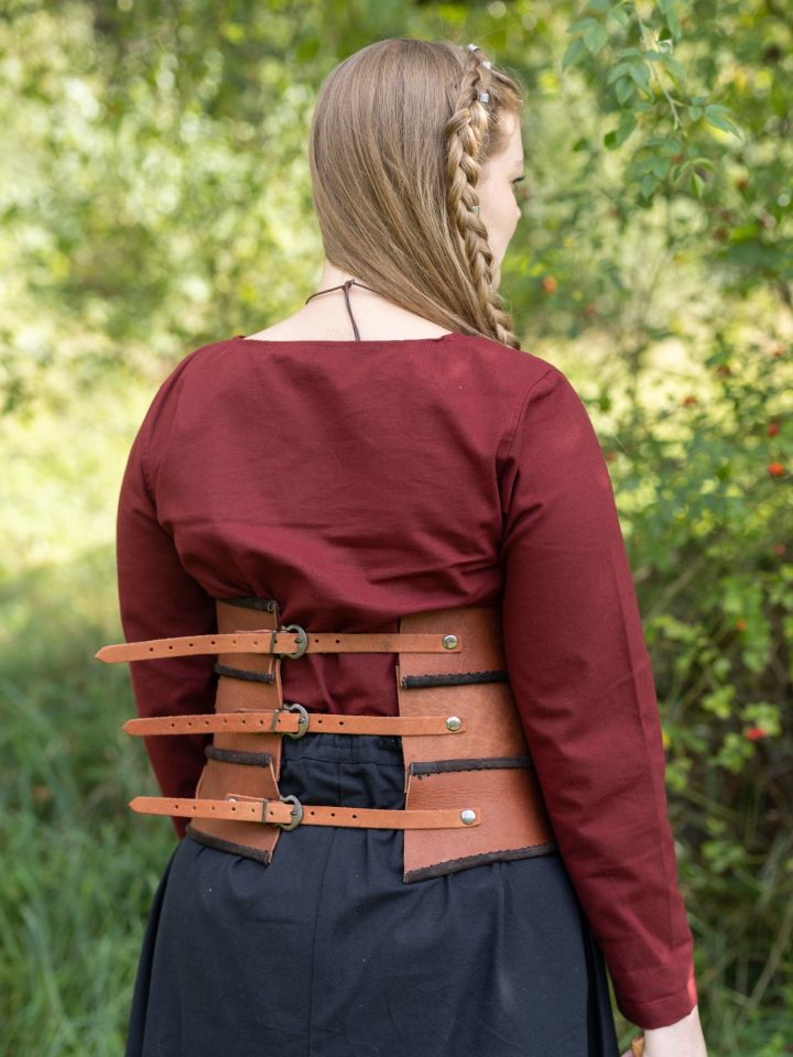 Corset en cuir marron, avec rivets L/XL 3