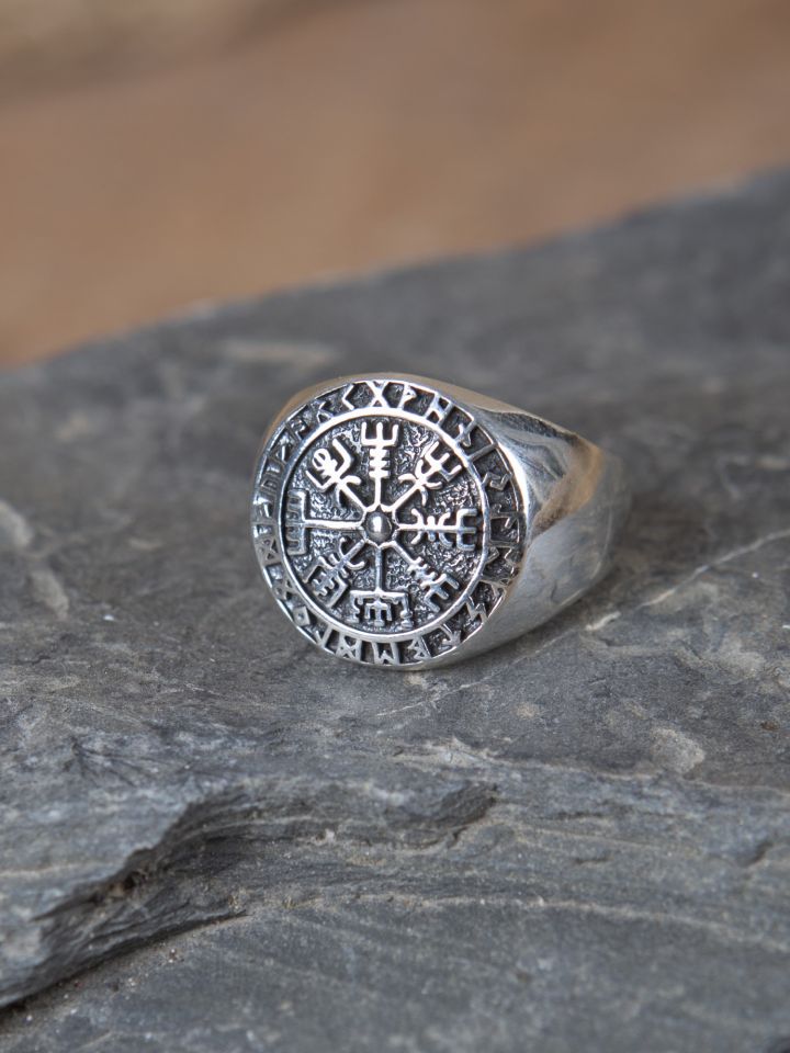 Bague boussole Viking en argent 66 3