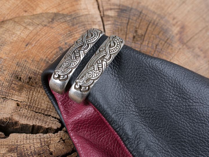 Petite bourse à monnaie en cuir bicolore rouge-noir 3