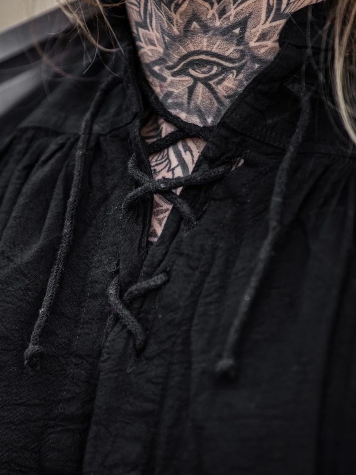 Chemise médiévale en noir XL 3