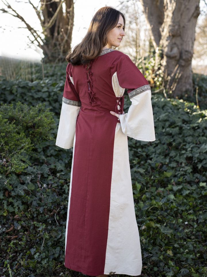 Robe médiévale bicolore à galons 3