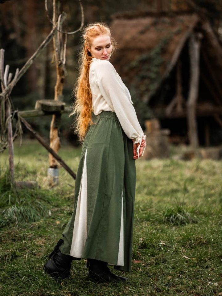 Jupe médiévale bicolore vert - écrue L/XL 3