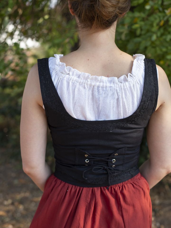 Bustier en coton avec broderies en noir 3