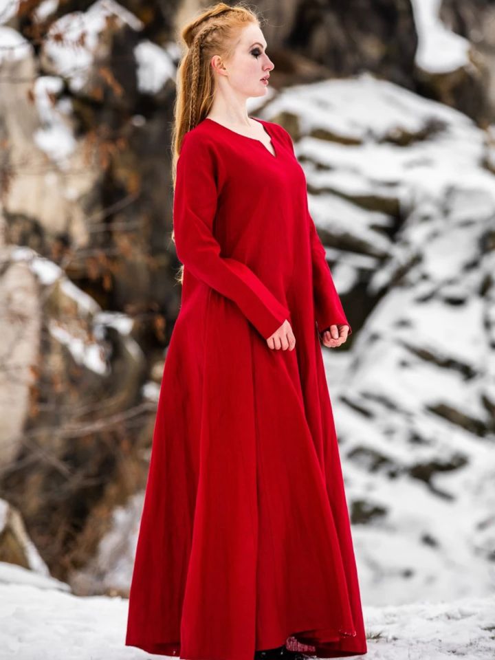 Robe rouge en lin best sale