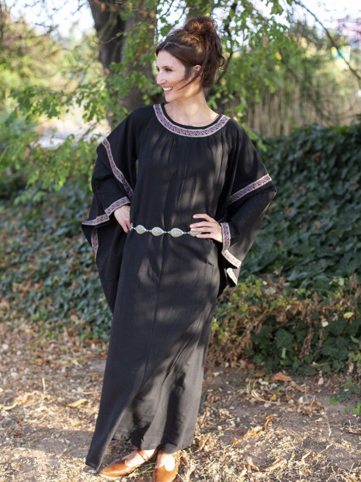 Robe Médiévale à galons, en noir S 3