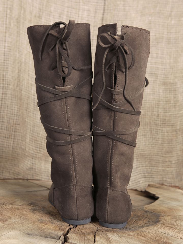 Bottes médiévales en cuir chamoisé, en marron à lacets 37 2