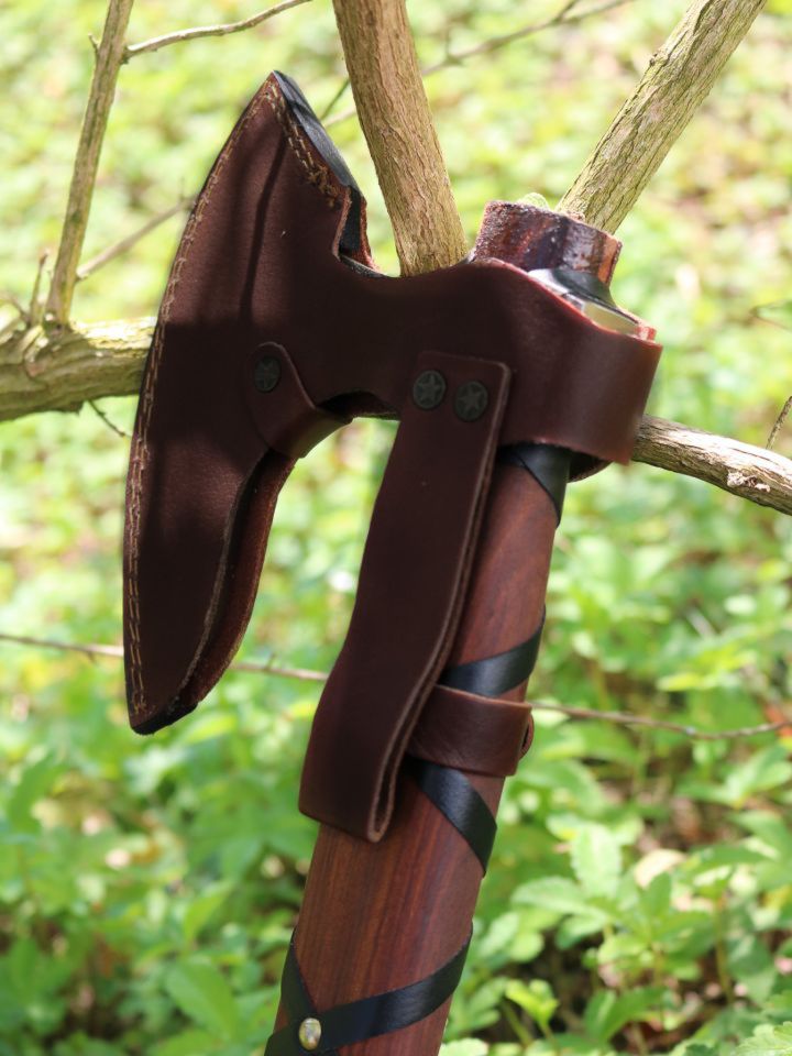 Petite hache Viking avec bandes de cuir 3