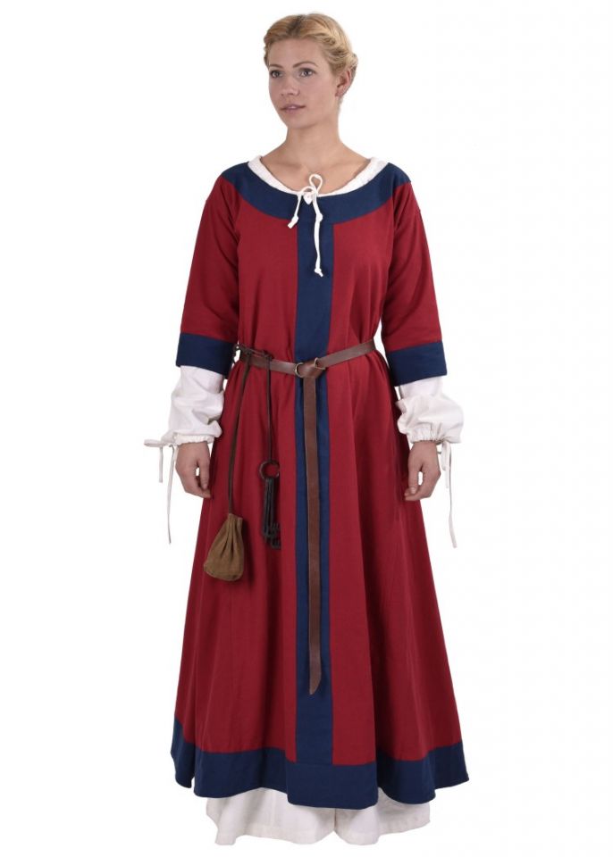 Robe médiévale Radegonde rouge-bleue XXL 3