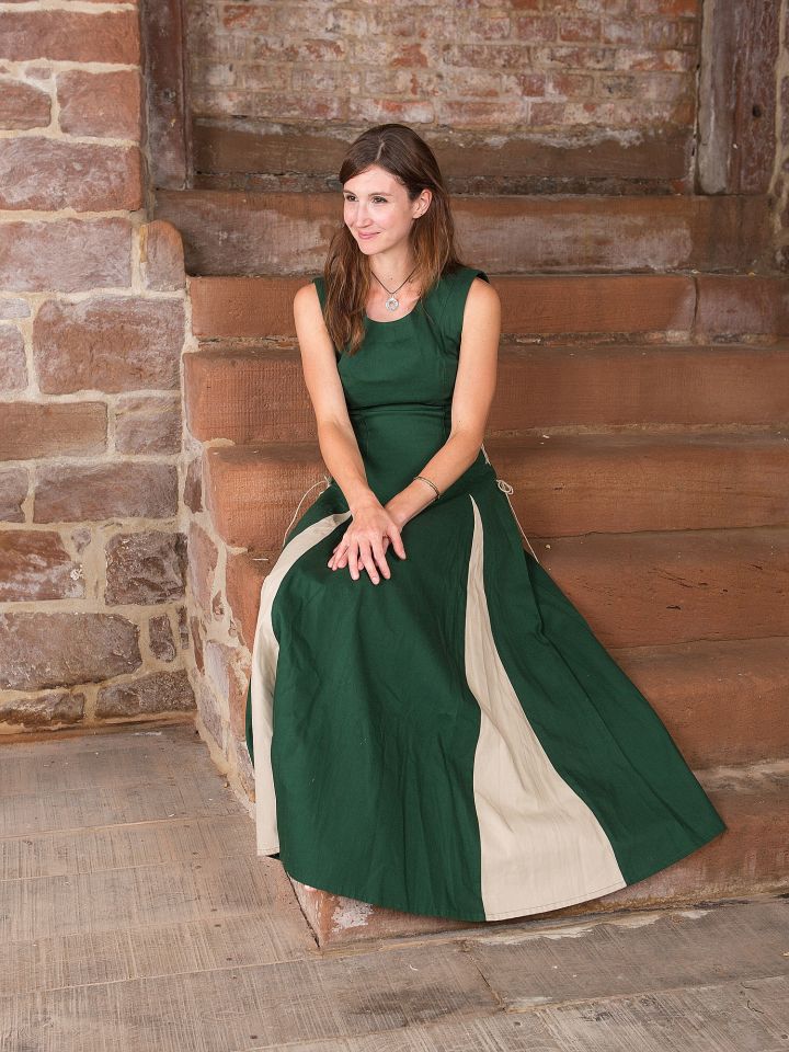 Robe sans manches vert/écru S 3