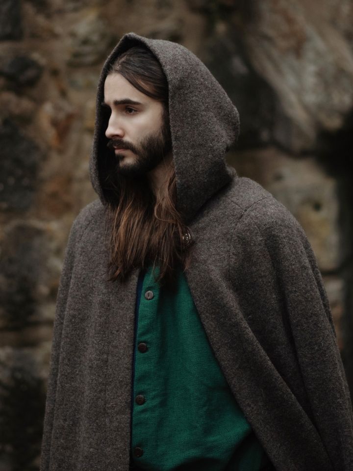 Manteau en laine à capuche en marron 3